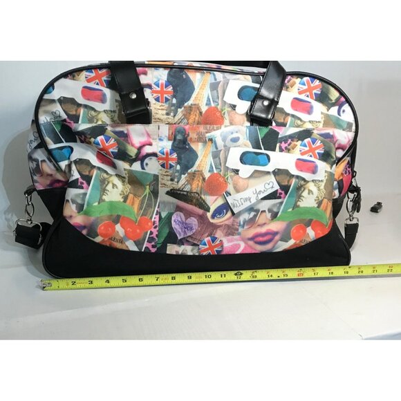 Reebok Weekender Duffle Travel Bag Collage Print Polka Dot Lining 19" Like New - Picture 15 of 16